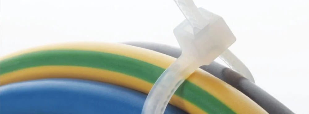 Natural nylon tie on electrical cables