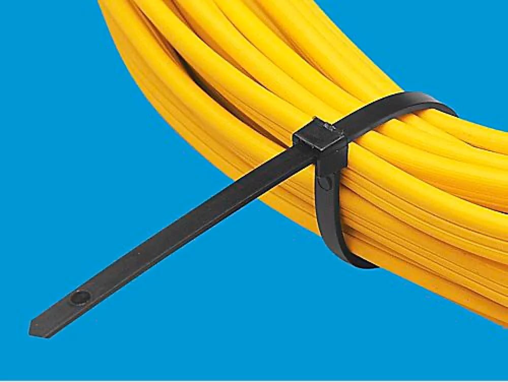 Cable tie on yellow cable coil