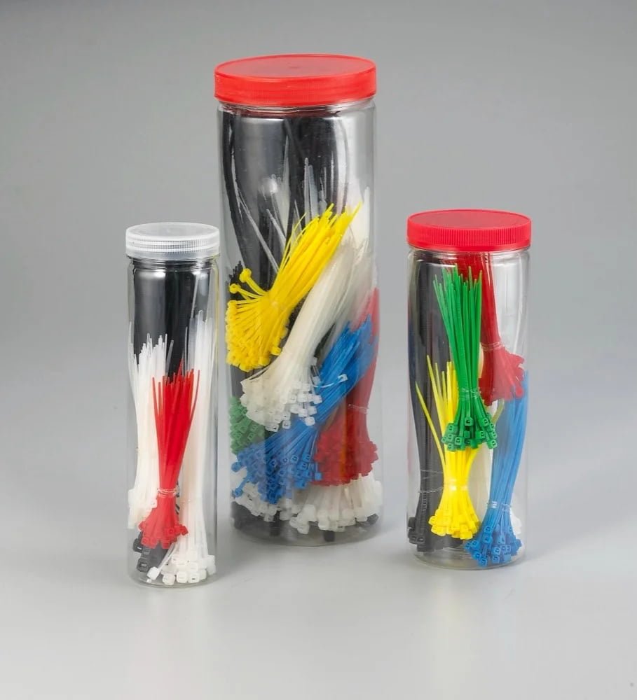 Distributor retail-ready jar packaging for cable ties